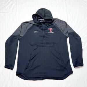 Under Armour Fleece Hoodie Sweater XL Black Half Zip Front Pocket Track Field